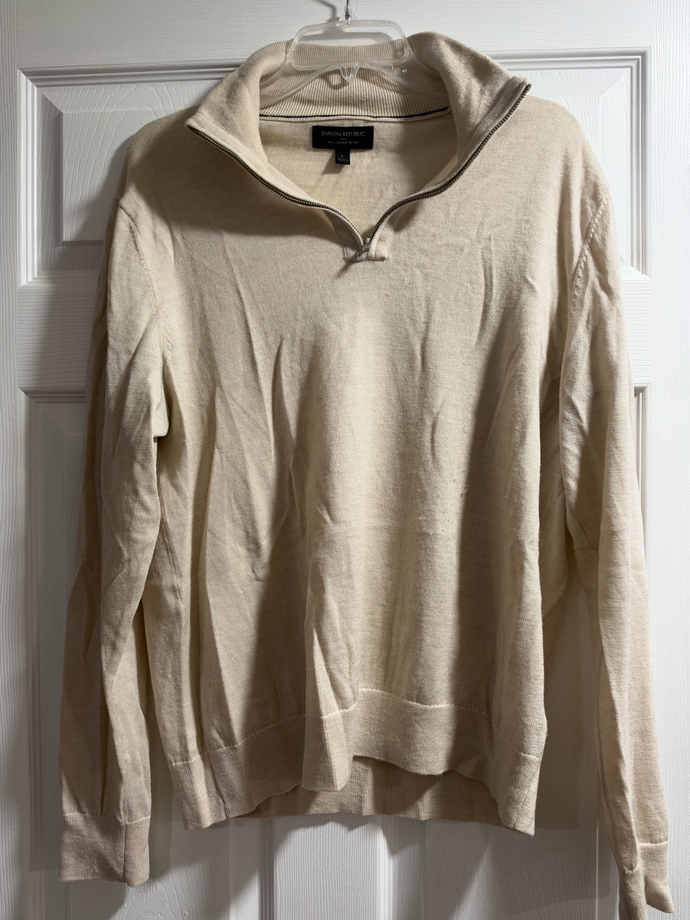 Banana Republic Men’s Cream Quarter-Zip Sweater